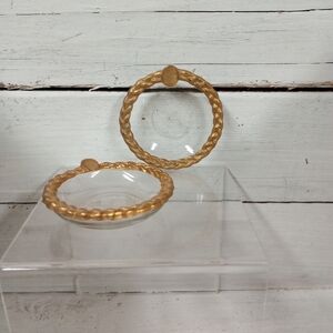 Vintage Set of 2 Gold Tone Rope Design Ashtrays Trinket Jewelry Dish